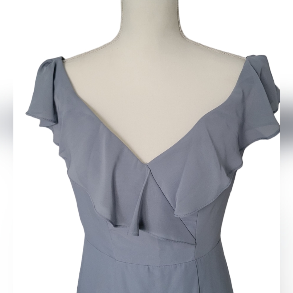😁Beautiful Blue Prom Dress, Bridesmaids Dress Sheath/Column Off the shoul… - Picture 5 of 8